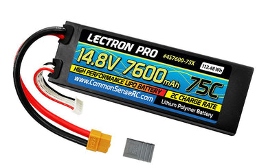 Lectron Pro 14.8V 7600mAh 75C Hard Case Lipo Battery with XT60 Connector + CSRC adapter for XT60 batteries to popular RC vehicles