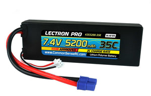 Lectron Pr  7.4V 5200mAh 35C Lipo Battery with Deans-Type Connector for 1/10th Scale Cars & Trucks - Team Associated etc.