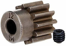 Load image into Gallery viewer, Gear, 12-T pinion (1.0 metric pitch) (fits 5mm shaft)/ set screw (compatible with steel spur gears)
