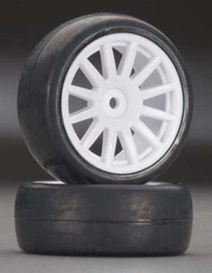 Tires & wheels, assembled, glued (12-spoke white wheels, slick tires) (2)