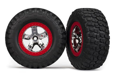 Tires & Whls Asmm, Red Beadlock (2): 2WD R,4WD F/R