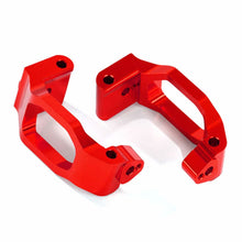 Load image into Gallery viewer, Caster blocks (c-hubs), 6061-T6 aluminum (red-anodized), left &amp; right/ 4x22mm pin (4)/ 3x6mm BCS (4)/ retainers (4)
