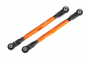 Toe links, front (TUBES orange-anodized, 6061-T6 aluminum) (2) (for use with #8995 WideMaxx suspension kit)