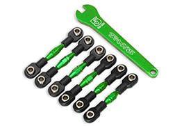 8341G - Turnbuckles, aluminum (green-anodized), camber links, 32mm (front) (2)/ camber links, 28mm (rear) (2)/ toe links, 34mm (2)/ aluminum wrench