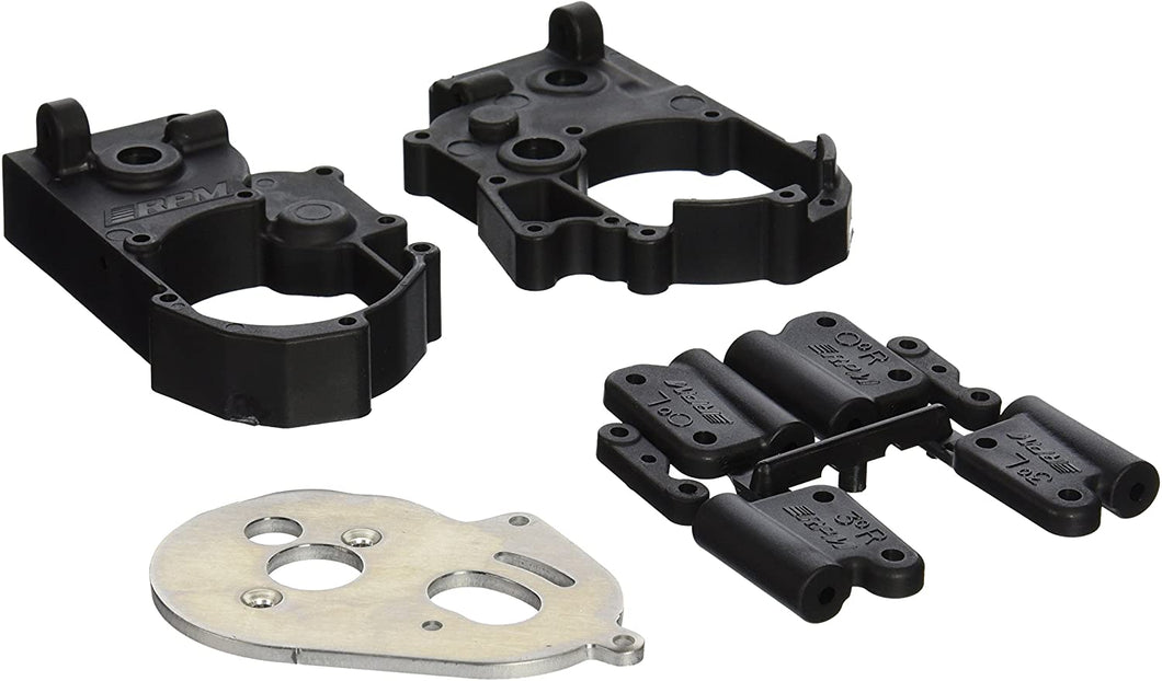 Gearbox Housing & R Mounts,Black:TRA 2WD Vehicles