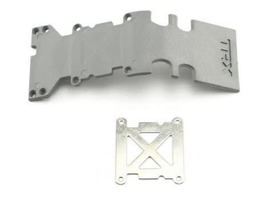 Skidplate, rear plastic (grey)/ stainless steel plate