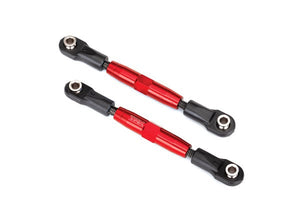 Camber links, front (TUBES red-anodized, 7075-T6 aluminum, stronger than titanium) (83mm) (2)/ rod ends (4)/ aluminum wrench (1) (#2579 3x15 BCS (4) required for installation)