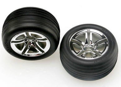 Tires & wheels, assembled, glued (2.8') (Twin-Spoke wheels, Alias® ribbed tires, foam inserts) (nitro front) (2)